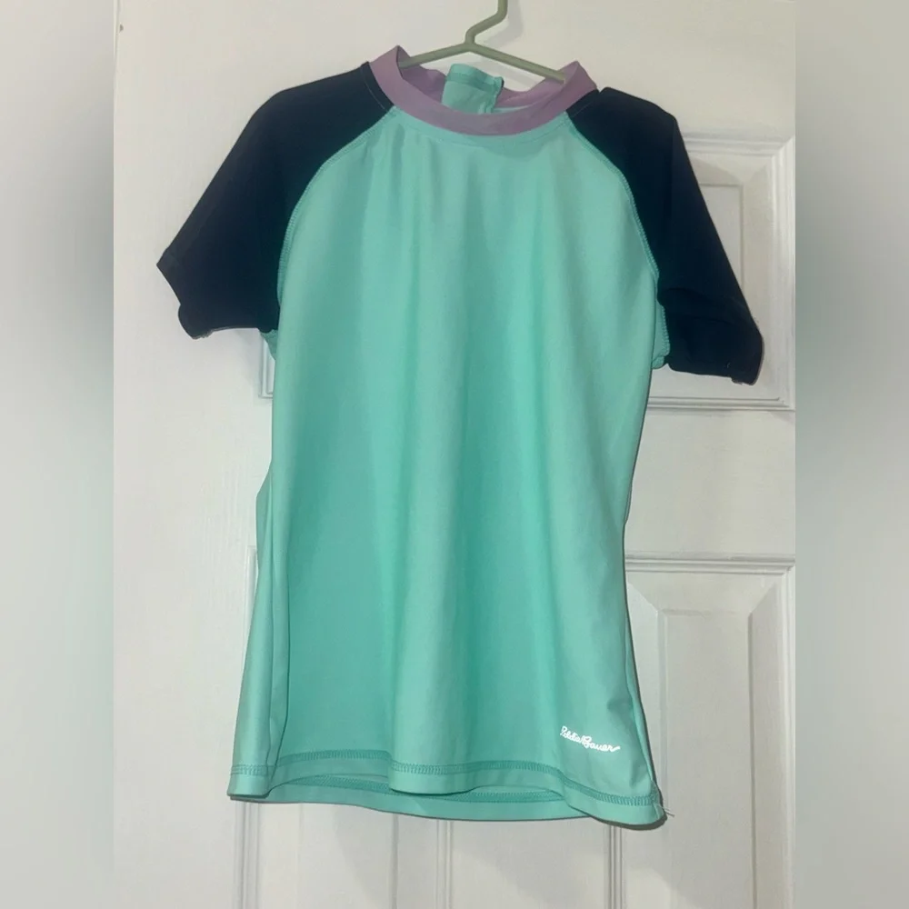 Eddie Bauer Girls 10/12 Short Sleeve Rash Guard Swim Shirt